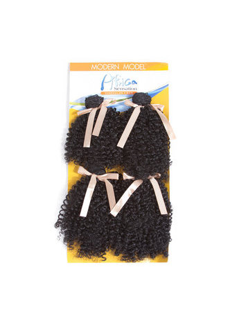  7-8.5inch Curly Synthetic Hair Weave 1B# Double Weft Hair Extensions 4Bundles Deal 200g/Pack Full Head Kanekalon Hair