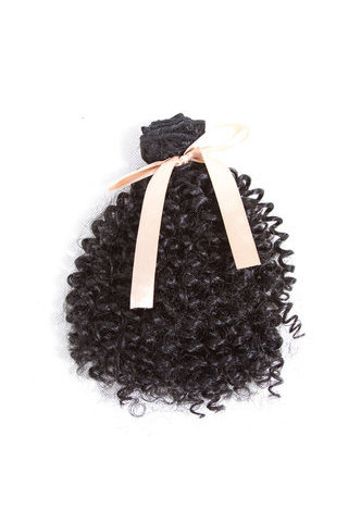  7-8.5inch Curly Synthetic Hair Weave 1B# Double Weft Hair Extensions 4Bundles Deal 200g/Pack Full Head Kanekalon Hair