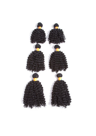 Jazz Wave Synthétique Ondulés Cheveux Trame 6 pcs / lot 200g Double Trame de Tissage pour les Femmes Noires 1B Couleur 5.5 pouces 7 pouces 9 pouces