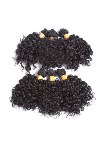  Short Curly Synthetic Hair Extensions #1 6pcs/Pack Kanekalon Fiber Weave For Black Women 6 inch Hair Weaving
