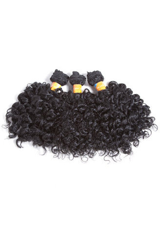  Short Curly Synthetic Hair Extensions #1 6pcs/Pack Kanekalon Fiber Weave For Black Women 6 inch Hair Weaving