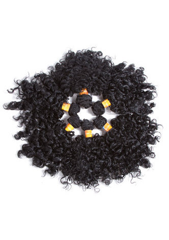  Short Curly Synthetic Hair Extensions #1 6pcs/Pack Kanekalon Fiber Weave For Black Women 6 inch Hair Weaving