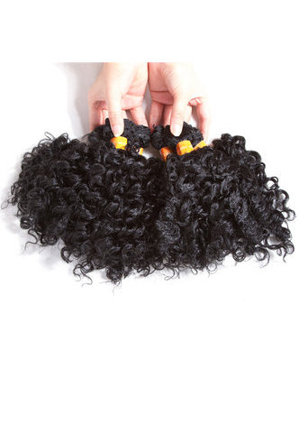  Short Curly Synthetic Hair Extensions #1 6pcs/Pack Kanekalon Fiber Weave For Black Women 6 inch Hair Weaving