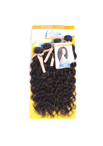 cheveux bouclés synthétiques Weave 15-18 pouces 4pcs / paquet 200g Kanekalon cheveux Extensions Bundles Deals 1 # pour les femmes noires