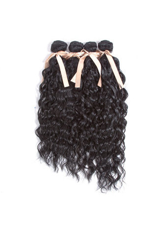 cheveux bouclés synthétiques Weave 15-18 pouces 4pcs / paquet 200g Kanekalon cheveux Extensions Bundles Deals 1 # pour les femmes noires