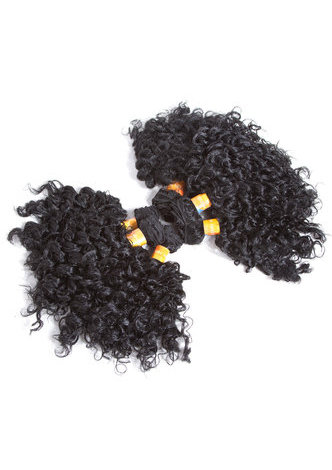  courtes extensions de cheveux synthétiques bouclés # 1 6pcs / Pack Kanekalon fibres de tissage pour femmes noires 6 pouces tissage de cheveux