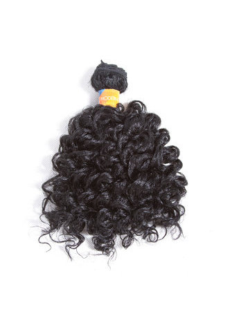  courtes extensions de cheveux synthétiques bouclés # 1 6pcs / Pack Kanekalon fibres de tissage pour femmes noires 6 pouces tissage de cheveux