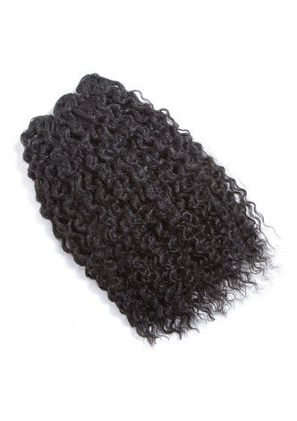 HairYouGo 16inch Kanekalon Synthetic Hair Weaving 1pc Machine Double Weft Curly Hair Weave Bundles for Black Women 1B