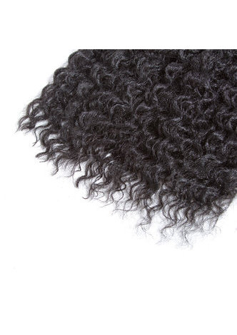 HairYouGo 16inch Kanekalon Synthetic Hair Weaving 1pc Machine Double Weft Curly Hair Weave Bundles for Black Women 1B