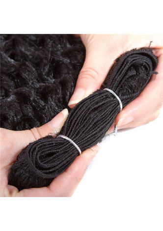 HairYouGo 16inch Kanekalon Synthetic Hair Weaving 1pc Machine Double Weft Curly Hair Weave Bundles for Black Women 1B