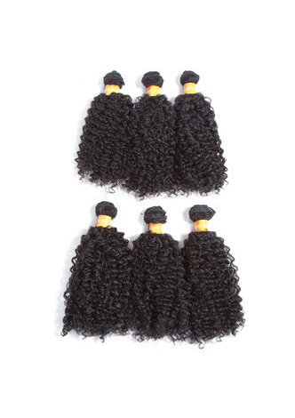 HairYouGo 1B# Synthetic Curly Hair Extensions 9.5"inch 6Pcs/Pack Kanekalon Hair <em>Wave</em>