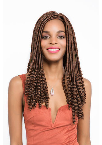 HairYouGo Synthetic Crochet Braids Hair 18inch Faux Locs Curly Ends Crochet Hair 30# 120g/pc Kanekalon Low Temperature Fiber