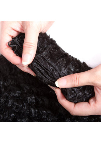 HairYouGo Synthetic DANCE Kanekalon Synthetic Hair Extension 1pc 18inch Curly Hair Bundles Machine Sewed Double Weft 1B Color