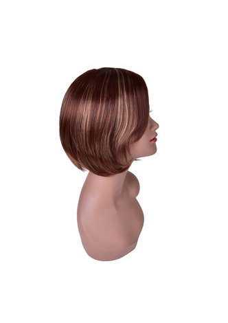 10 courtes perruques droites pour les femmes Bobo cheveux brun Ombre perruque synthétique avec des points culminants blonds haute température Fiber