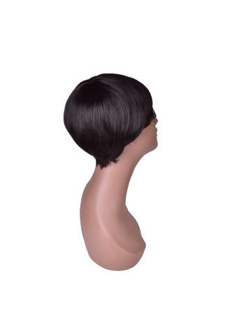  12cm Synthetic Wigs for Women Pure Color 1B Short Straight Wig 100% High Temperature Fiber Wig