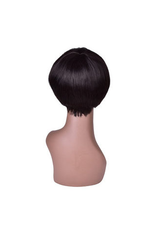  12cm Synthetic Wigs for Women Pure Color 1B Short Straight Wig 100% High Temperature Fiber Wig