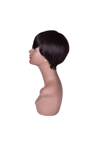  12cm Synthetic Wigs for Women Pure Color 1B Short Straight Wig 100% High Temperature Fiber Wig