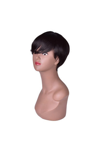  12cm Synthetic Wigs for Women Pure Color 1B Short Straight Wig 100% High Temperature Fiber Wig