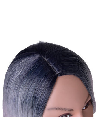  15.7'' Medium Length Dark Roots Bobo Style Synthetic High Temperature Fiber Full Wig for Party Girl 40cm