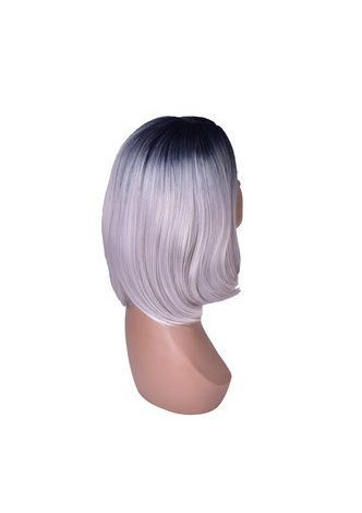  15.7'' Medium Length Dark Roots Bobo Style Synthetic High Temperature Fiber Full Wig for Party Girl 40cm