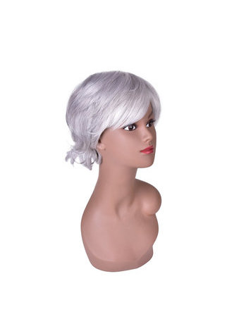 15cm Silver White Short Curly Wig High Temperature Fiber for Women Wigs 6inch Synthetic Hair Full Wig