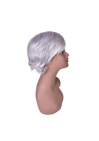  15cm Silver White Short Curly Wig High Temperature Fiber for Women Wigs 6inch Synthetic Hair Full Wig