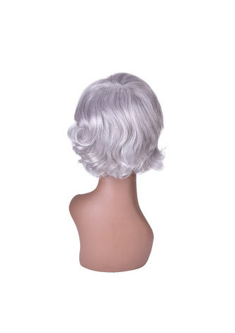  15cm Silver White Short Curly Wig High Temperature Fiber for Women Wigs 6inch Synthetic Hair Full Wig