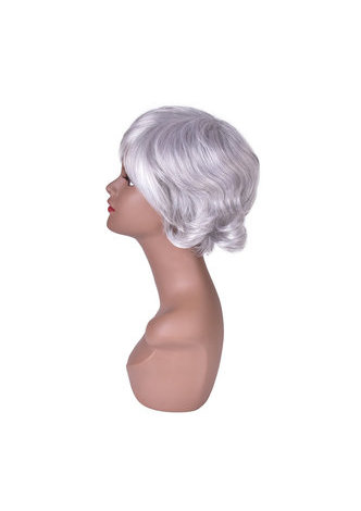  15cm Silver White Short Curly Wig High Temperature Fiber for Women Wigs 6inch Synthetic Hair Full Wig