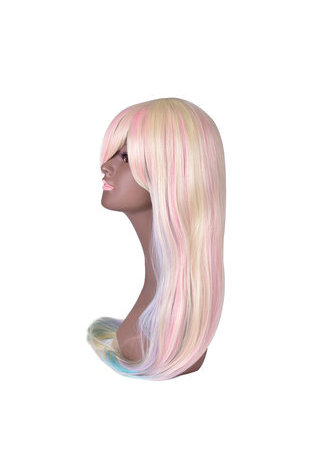  27.6inch Long Straight Colorful Rainbow High Temperature Fiber Synthetic Wigs 1pc Cosplay Wig Heat Resistant