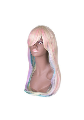  27.6inch Long Straight Colorful Rainbow High Temperature Fiber Synthetic Wigs 1pc Cosplay Wig Heat Resistant