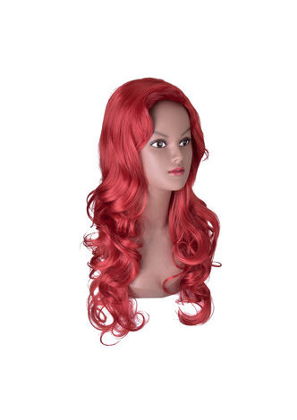 28 pouces Haute Température Fiber Perruque 1 pc Rouge Long Wavy Femmes Perruque Synthétique Cos Cosplay Parti Perruque 2045