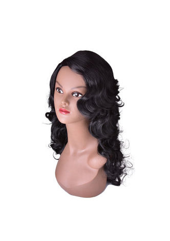  28inch High Temperature Fiber Wig 1pc 300g 1B Natural Black Long Wavy Women Synthetic Cosplay Wig 3163