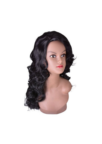  28inch High Temperature Fiber Wig 1pc 300g 1B Natural Black Long Wavy Women Synthetic Cosplay Wig 3163