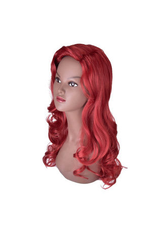  28inch High Temperature Fiber Wig 1pc Red Long Wavy Women Synthetic Wig Cos Cosplay Party Wig 2045