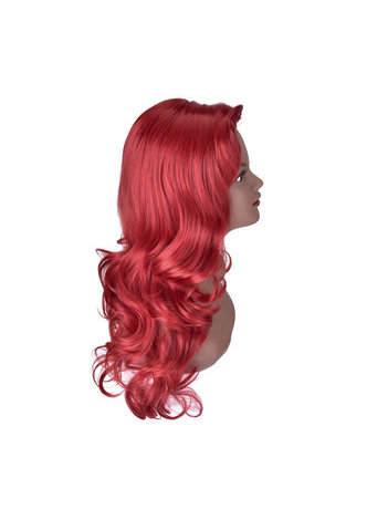  28inch High Temperature Fiber Wig 1pc Red Long Wavy Women Synthetic Wig Cos Cosplay Party Wig 2045