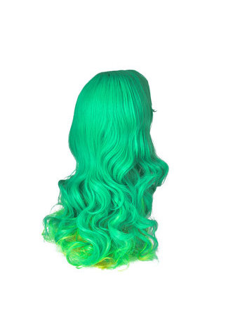 28inch Wavy Cosplay Wigs High Temperature Fiber Synthetic Hair Green 70cm Long Women Cos Party Wig 4068