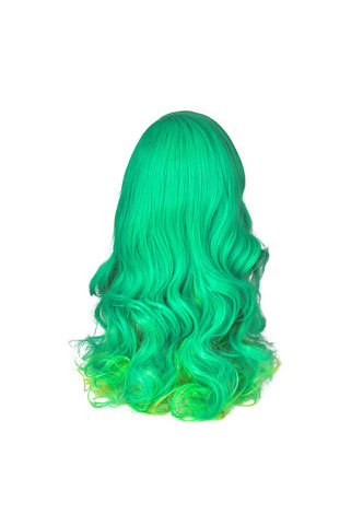  28inch Wavy Cosplay Wigs High Temperature Fiber Synthetic Hair Green 70cm Long Women Cos Party Wig 4068