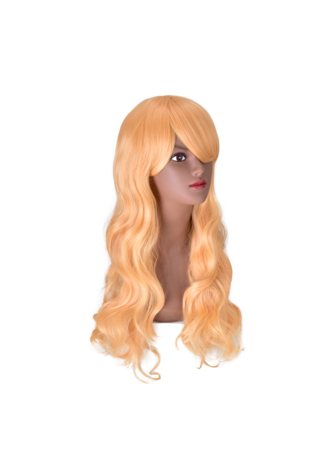28nch Halloween Perruque Synthétique Cheveux Longs Ondulés Cosplay Perruques Rose Blonde Femmes Parti Perruque 1021A