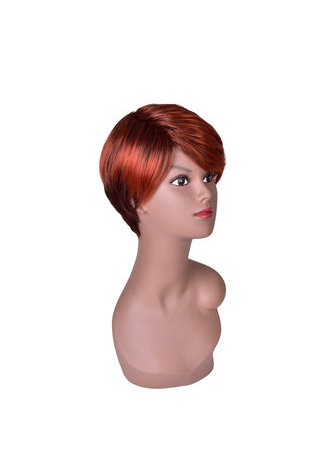  5.1inch Synthetic Wigs for Women Red Burgundy Short Straight Wig 100% High Temperature Fiber Full Wig