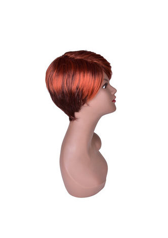  5.1inch Synthetic Wigs for Women Red Burgundy Short Straight Wig 100% High Temperature Fiber Full Wig