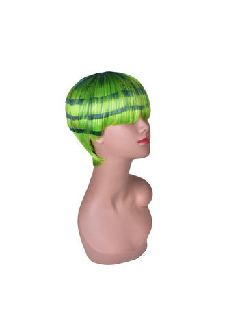 5inch Short Straight Cute Wig Light Green Watermelon Style Hair Piece Synthetic Full Cosplay Wig Kids Wig