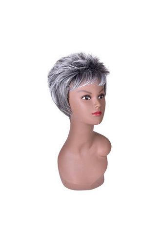  6inch High Temperature Fiber Short Straight Synthetic Wigs 1pc Heat Resistant Silver Grey White Cosplay Cos Wig 2086
