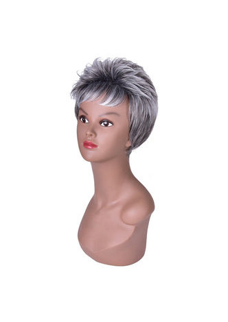  6inch High Temperature Fiber Short Straight Synthetic Wigs 1pc Heat Resistant Silver Grey White Cosplay Cos Wig 2086