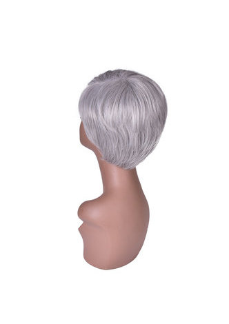  6inch Short Straight Synthetic Wig 1pc Silver Grey Color Cosplay Party Wig 2098 High Temperature Fiber Wig