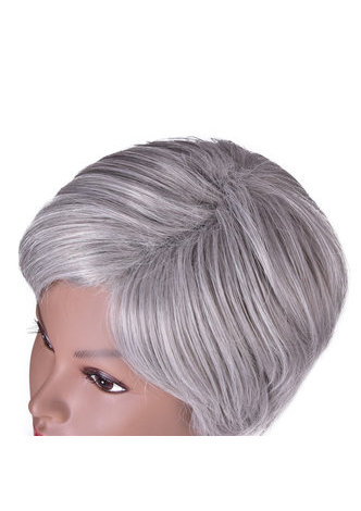  6inch Short Straight Synthetic Wig 1pc Silver Grey Color Cosplay Party Wig 2098 High Temperature Fiber Wig