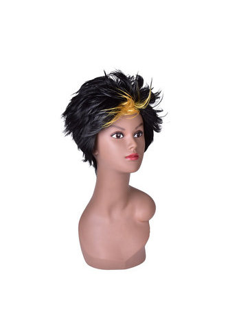  6inch Short Straight Synthetic Women Wig for Sale 1pc Heat Resistant High Temperature Fiber Black Cosplay Wig 4041