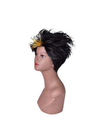  6inch Short Straight Synthetic Women Wig for Sale 1pc Heat Resistant High Temperature Fiber Black Cosplay Wig 4041