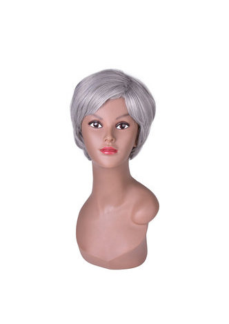 6inch court perruque synthétique droite 1pc argent gris couleur Cosplay Party perruque 2098 haute température perruque de fibre