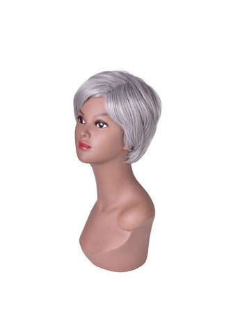 6inch court perruque synthétique droite 1pc argent gris couleur Cosplay Party perruque 2098 haute température perruque de fibre