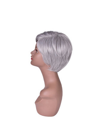 6inch court perruque synthétique droite 1pc argent gris couleur Cosplay Party perruque 2098 haute température perruque de fibre